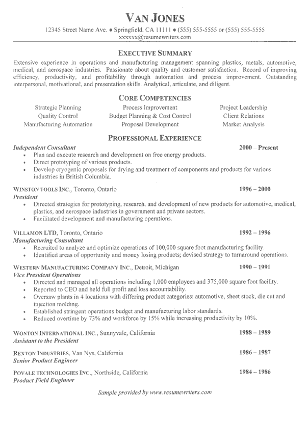 Consultant Sample Resume