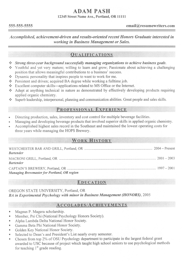 MBA Sample Resume from Resume Writers .com